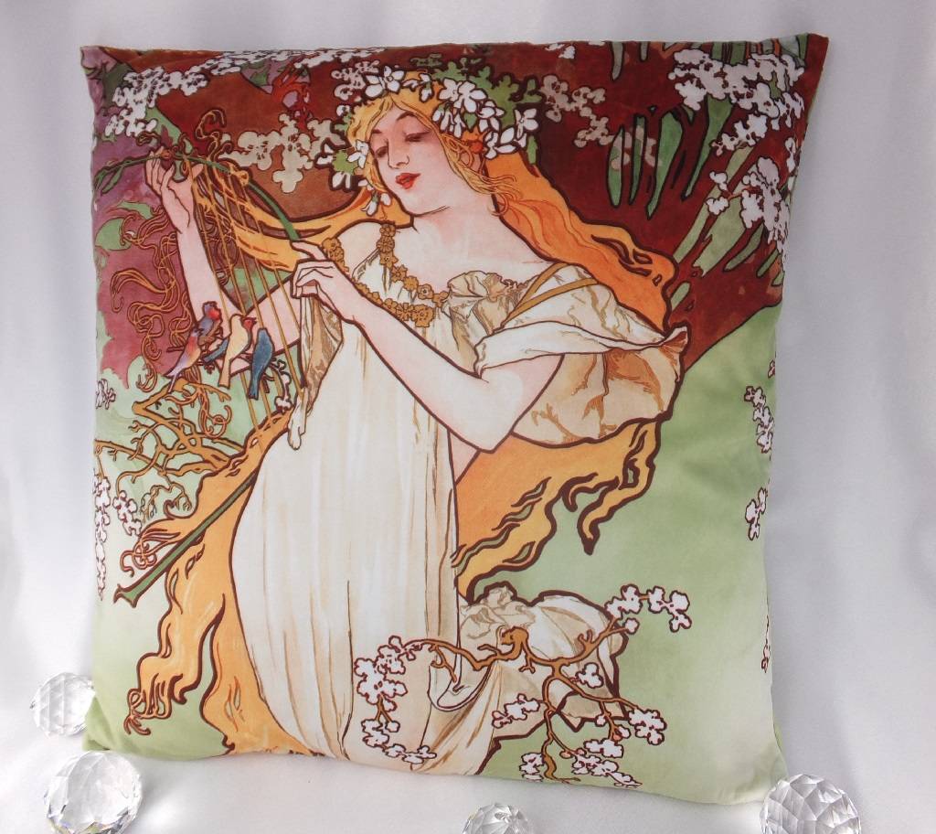 CARMANI - 1990 Alfons Mucha - Cushion - The Four Seasons - Spring