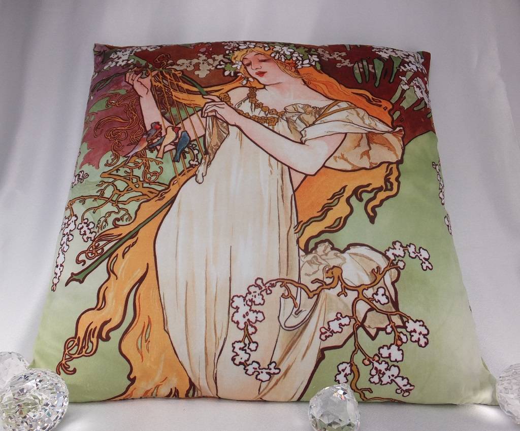 CARMANI - 1990 Alfons Mucha - Kissen - The Four Seasons - Frühling