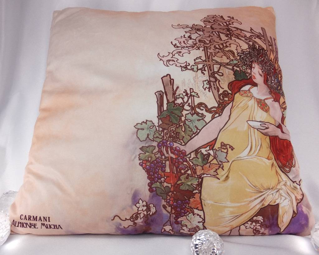 CARMANI - 1990 Alfons Mucha Pillow - The Four Seasons - Autumn