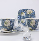 The Morris - Cappuccino Cups in Blue-Decorative Twin Cups in Porcelain