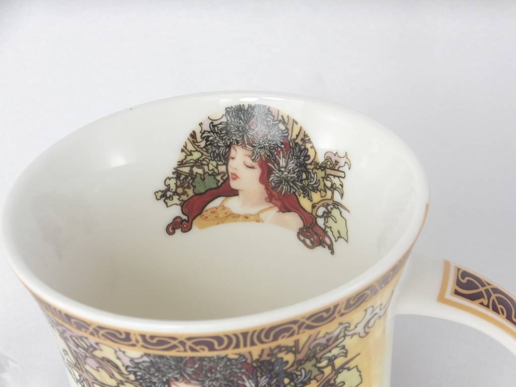 CARMANI - 1990 Alfons Mucha - The Four Seasons - Herbst-  Kaffeetasse in Geschenkbox