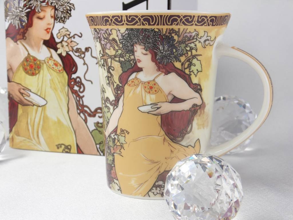 CARMANI - 1990 Alfons Mucha - The Four Seasons - Autumn coffee cup in gift box