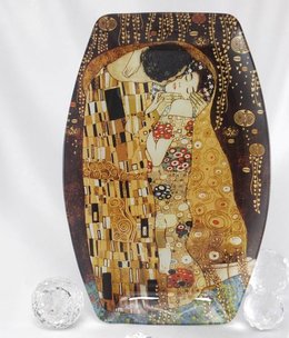 CARMANI - 1990 Gustav Klimt - Der Kuss - Glasteller 29,5 x 19,5 cm