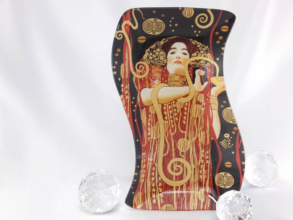 CARMANI - 1990 Gustav Klimt - glass plate -S shape - Hygieia - 23 x 15 cm