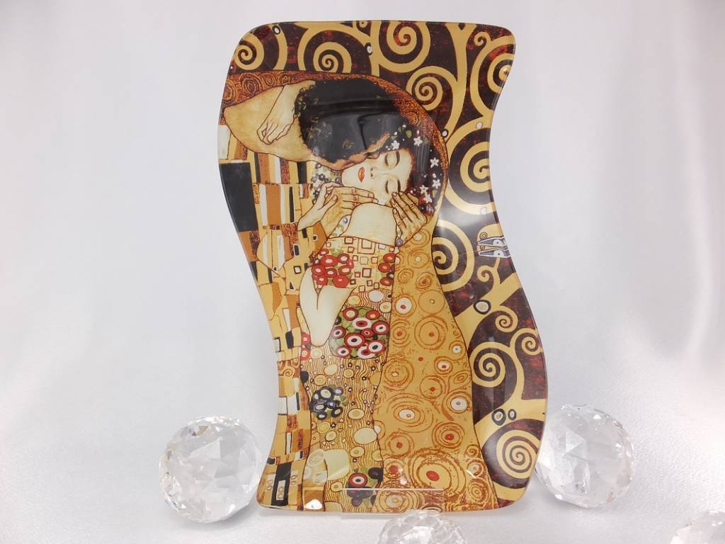 CARMANI - 1990 Gustav Klimt - glass plate -S shape - The kiss 23 x 15 cm