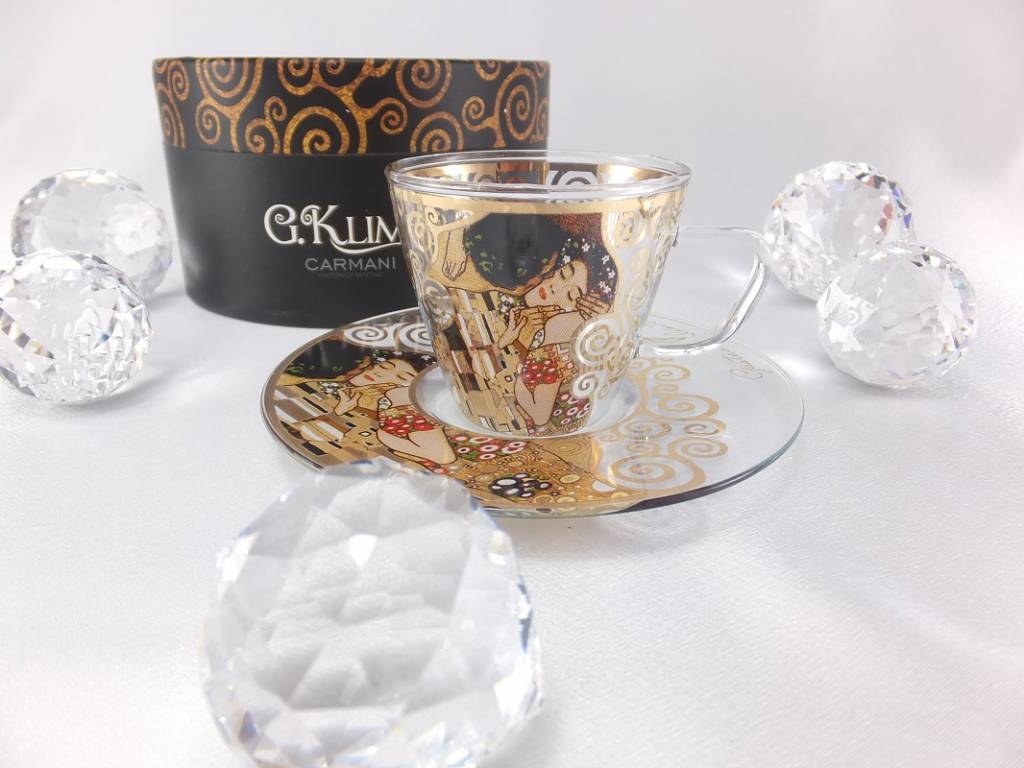 CARMANI - 1990 Gustav Klimt - Espressotasse aus Glas in Geschenkbox