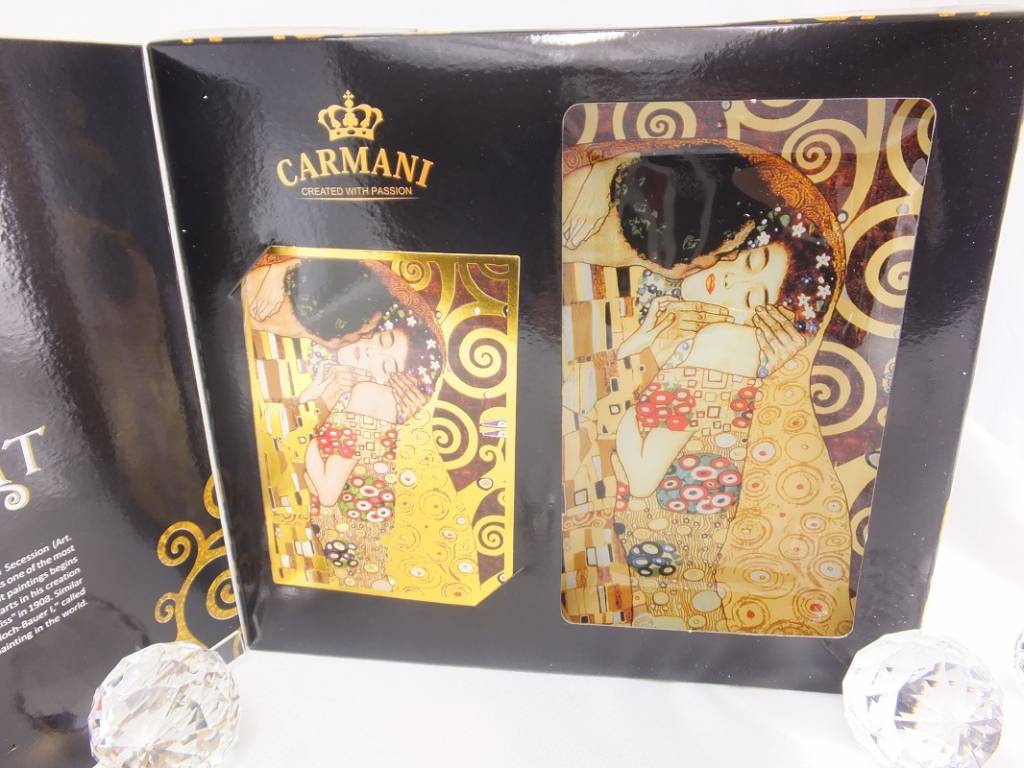 CARMANI - 1990 Gustav Klimt Der Kuss  Glasteller 15 x 23 cm in Geschenkbox