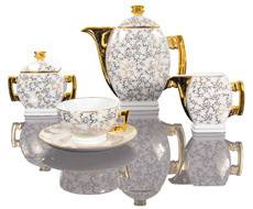 Cmielow - 1790 Glamor IV coffee - tea service for 6 persons with marbled surface.