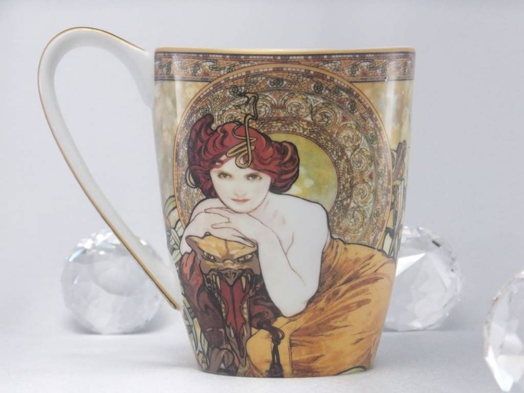 CARMANI - 1990 Alfons Mucha -  The Precious Stones  -Smaragd - Kaffeetasse Vanessa