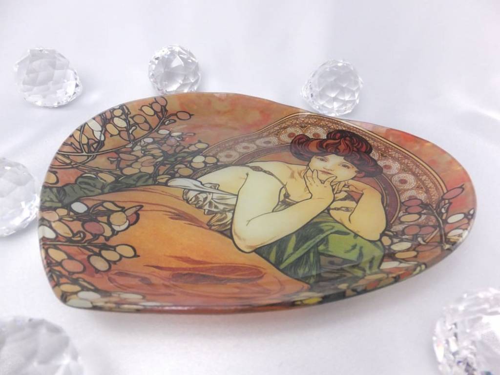 CARMANI - 1990 Alfons Mucha -  Topaz  - Dekorationsteller in Herzform