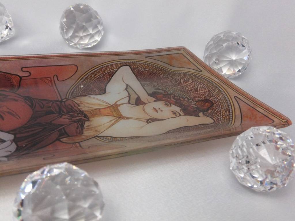 CARMANI - 1990 Alfons Mucha -  Amethyst   -Servierplatte 30 x 16 cm