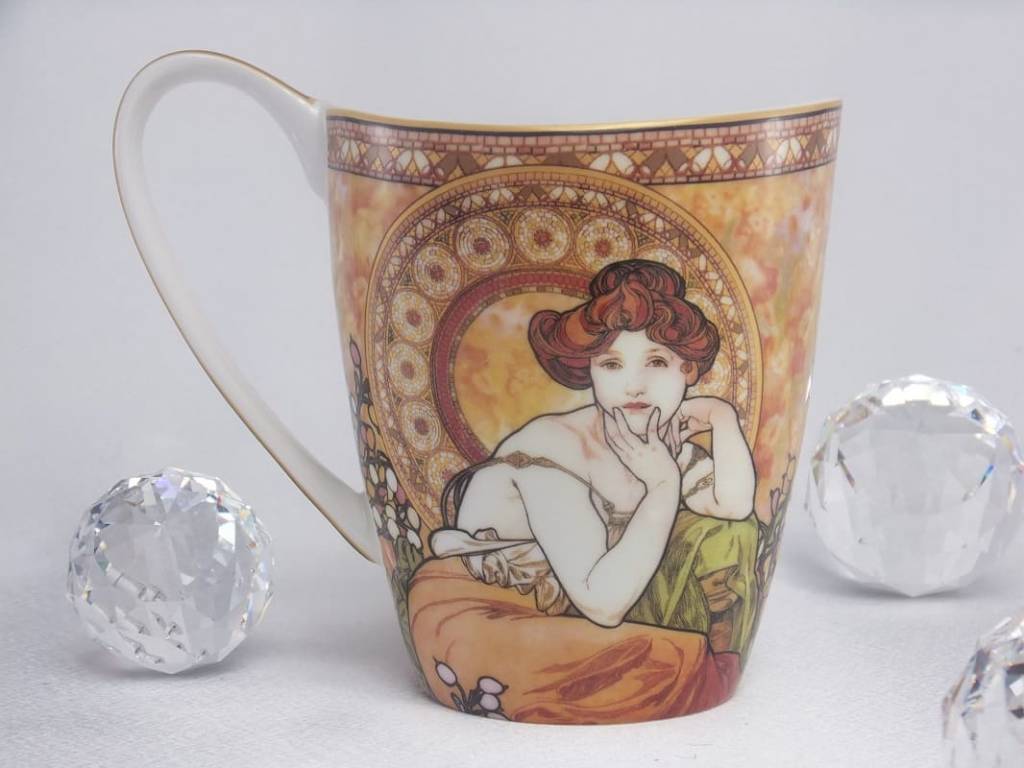 CARMANI - 1990 Alfons Mucha - The Precious Stones -Topaz - Coffee Cup Vanessa