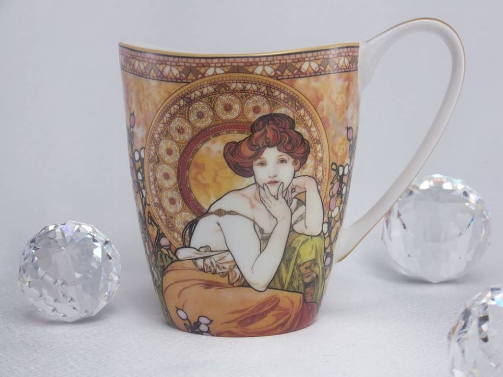 CARMANI - 1990 Alfons Mucha - The Precious Stones -Topaz - Coffee Cup Vanessa