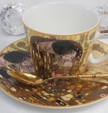 CARMANI - 1990 Gustav Klimt - Kaffeetasse  mit Untertasse - Der Kuss - hell