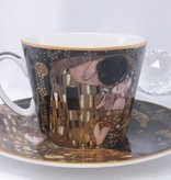 CARMANI - 1990 Gustav Klimt - - Der Kuss -  Nero-Kaffeetasse  mit Untertasse