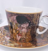 CARMANI - 1990 Gustav Klimt - The Kiss - Brown coffee cup with saucer