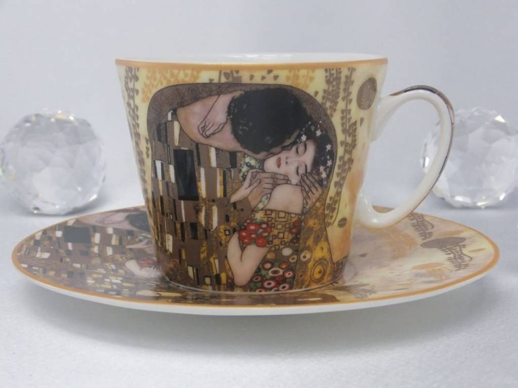 CARMANI - 1990 Gustav Klimt - Coffee cup with saucer - The Kiss - bright