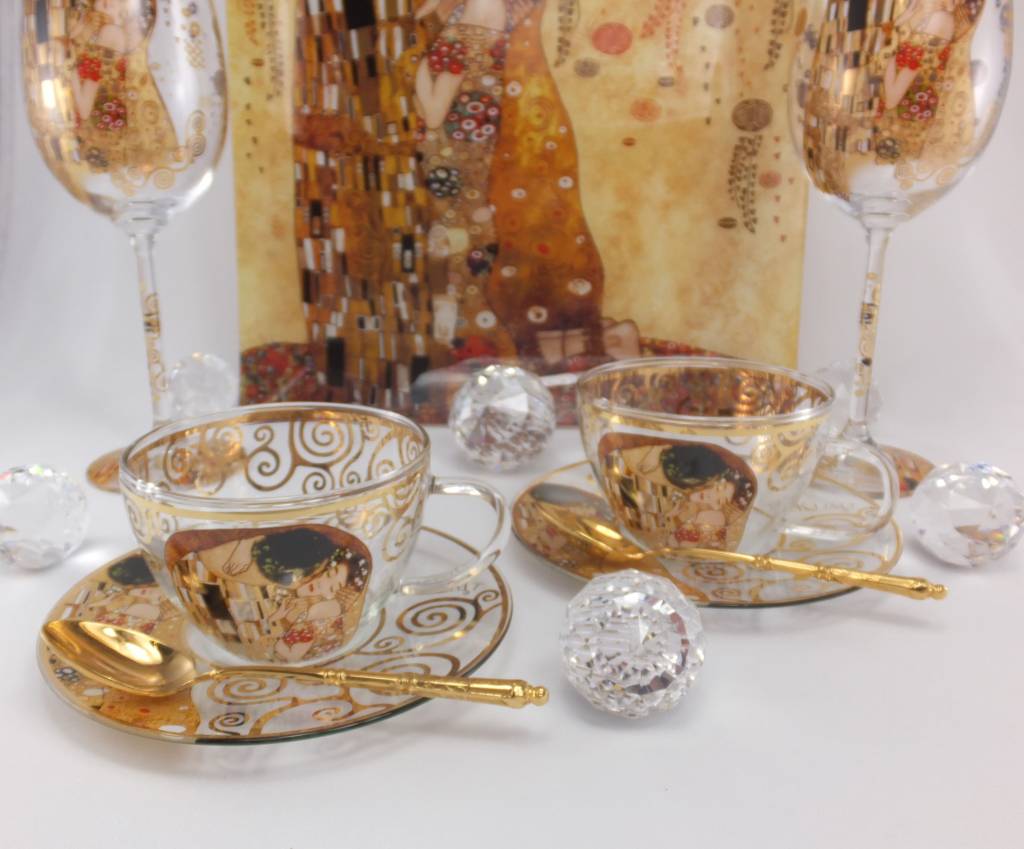 CARMANI - 1990 Gustav Klimt - Der Kuss - Cappuccino Tassen aus Glas