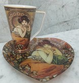 CARMANI - 1990 Alfons Mucha - Topaz - Decoration plate in heart shape