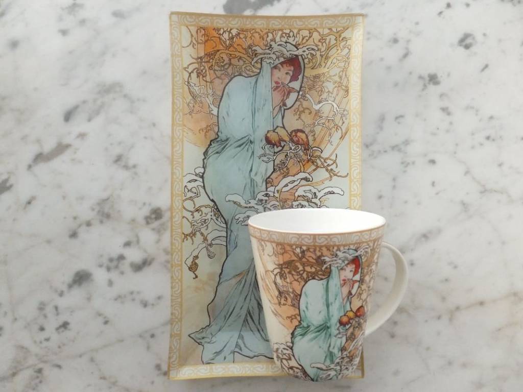 CARMANI - 1990 Alfons Mucha - Glasteller - The Four Seasons - Winter in Geschenkbox