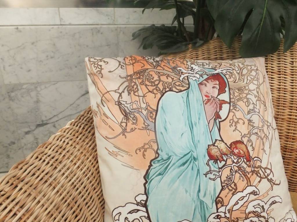 CARMANI - 1990 Alfons Mucha Pillow - The Four Seasons - Winter