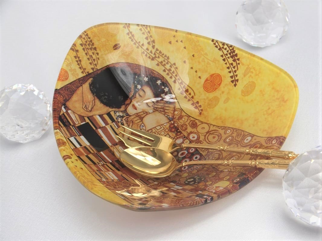 CARMANI - 1990 Gustav Klimt The kiss bright glass bowl angular