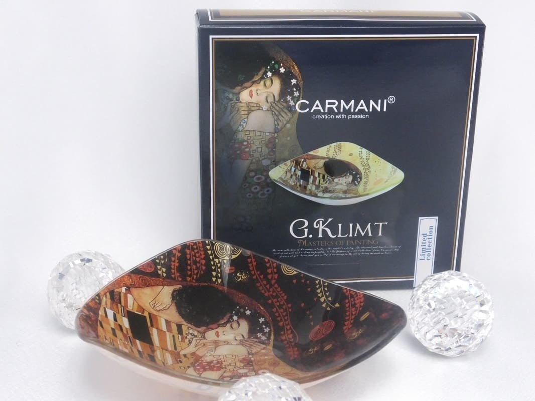 CARMANI - 1990 Gustav Klimt - Der Kuss dunkel -Glasschale