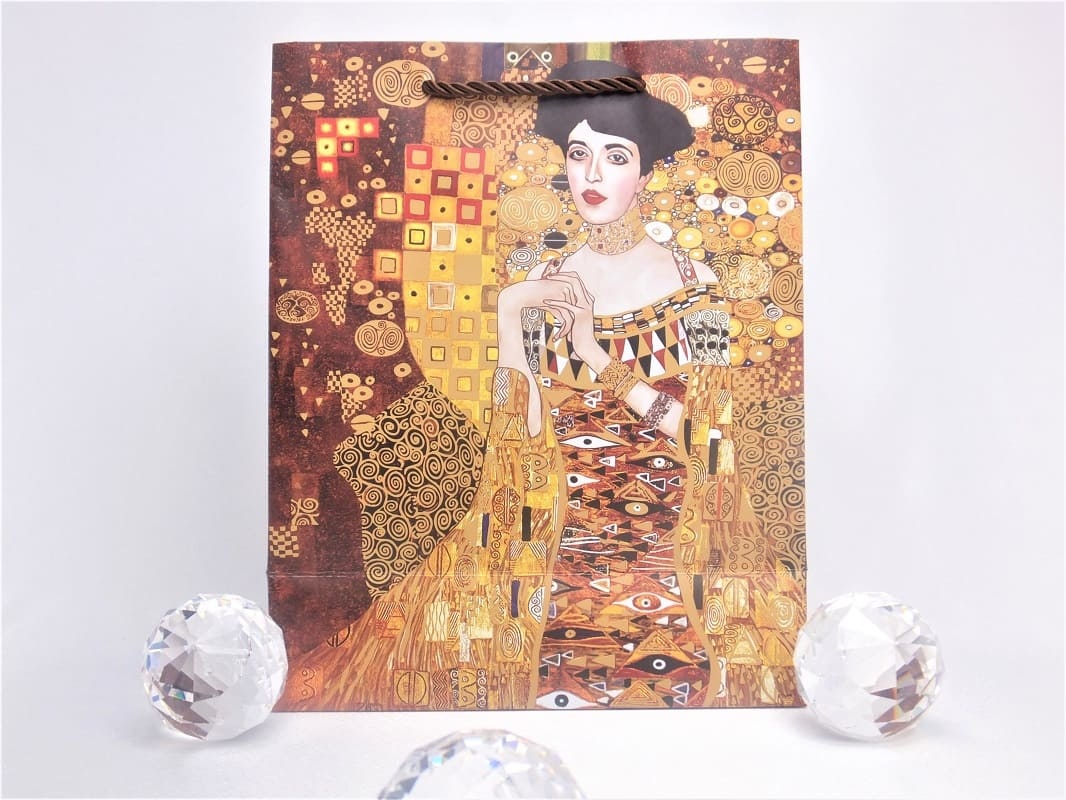 CARMANI - 1990 Gustav Klimt - The Kiss / Adele - Gift bag S in brown