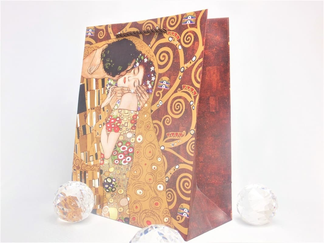 CARMANI - 1990 Gustav Klimt - The Kiss / Adele - Gift bag S in brown