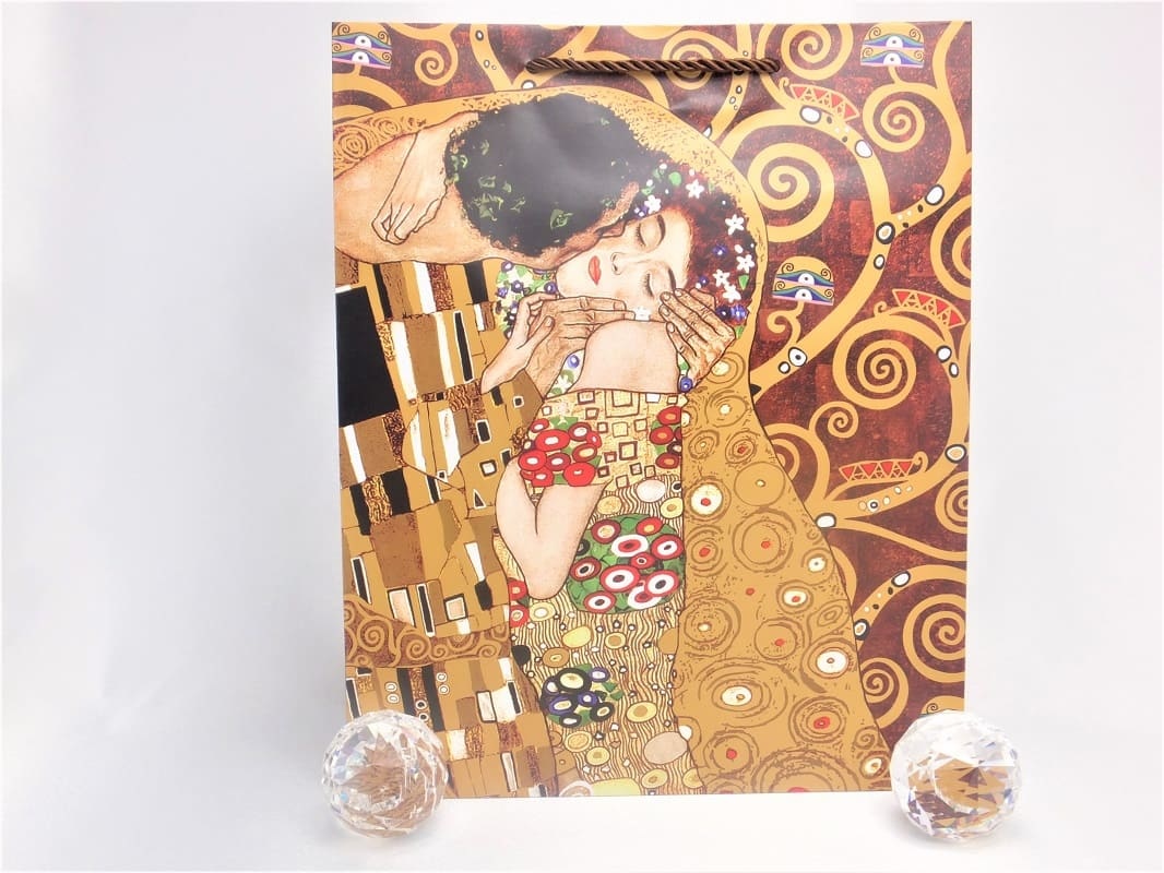 CARMANI - 1990 Gustav Klimt - The Kiss / Adele - Gift bag M in brown