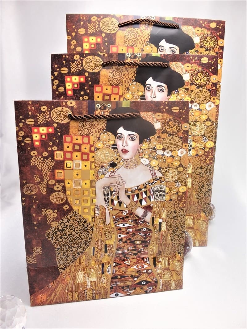 CARMANI - 1990 Gustav Klimt - Adele / The Kiss - Gift bag XL in brown