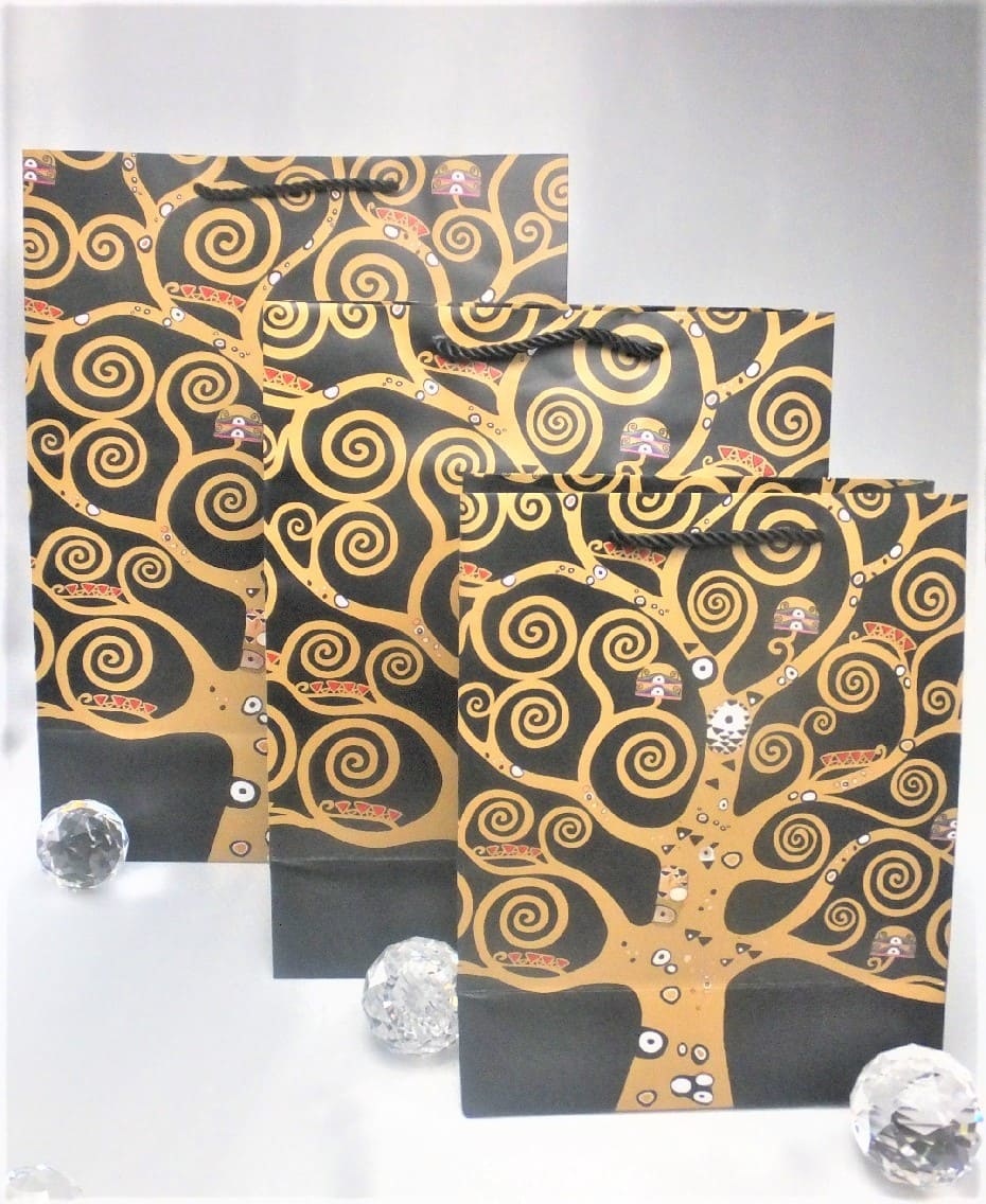 CARMANI - 1990 Gustav Klimt - Tree of Life - Gift bag M in Nero