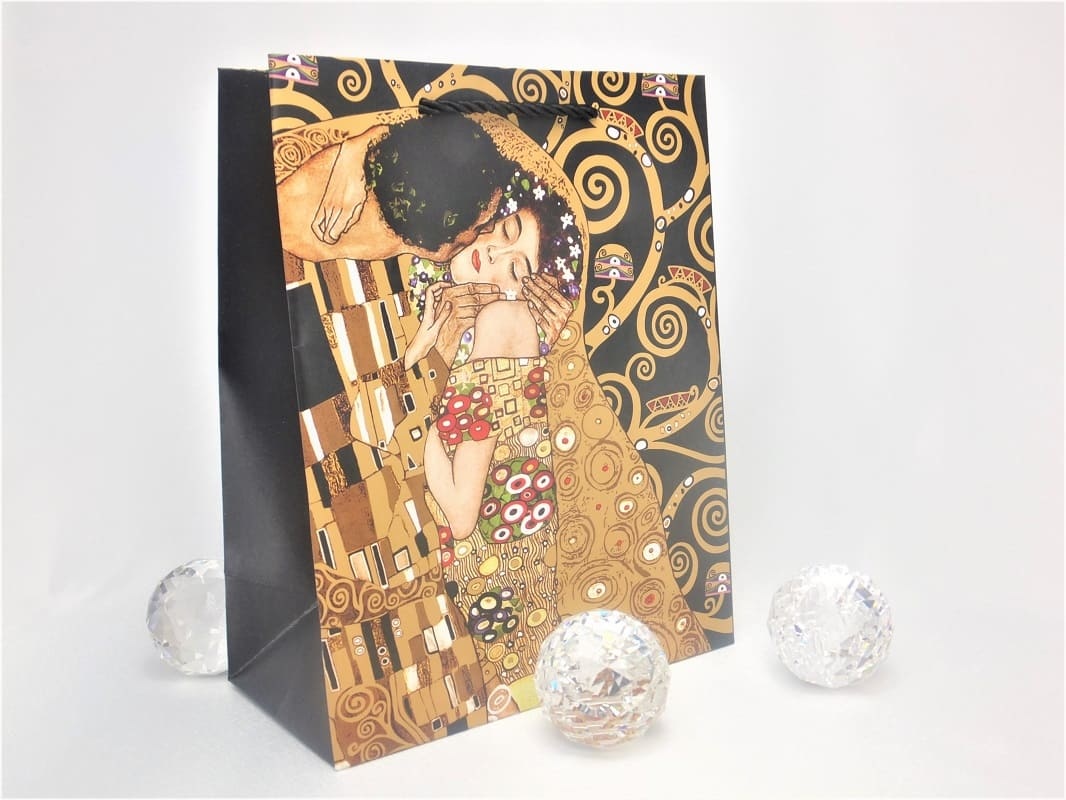 CARMANI - 1990 Gustav Klimt - Tree of Life - Gift bag S in Nero