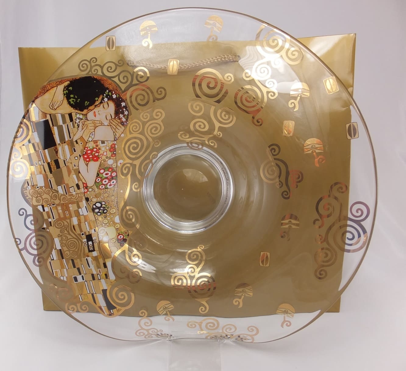 CARMANI - 1990 Gustav Klimt - Der Kuss - Dekorationsschale / Glasschale