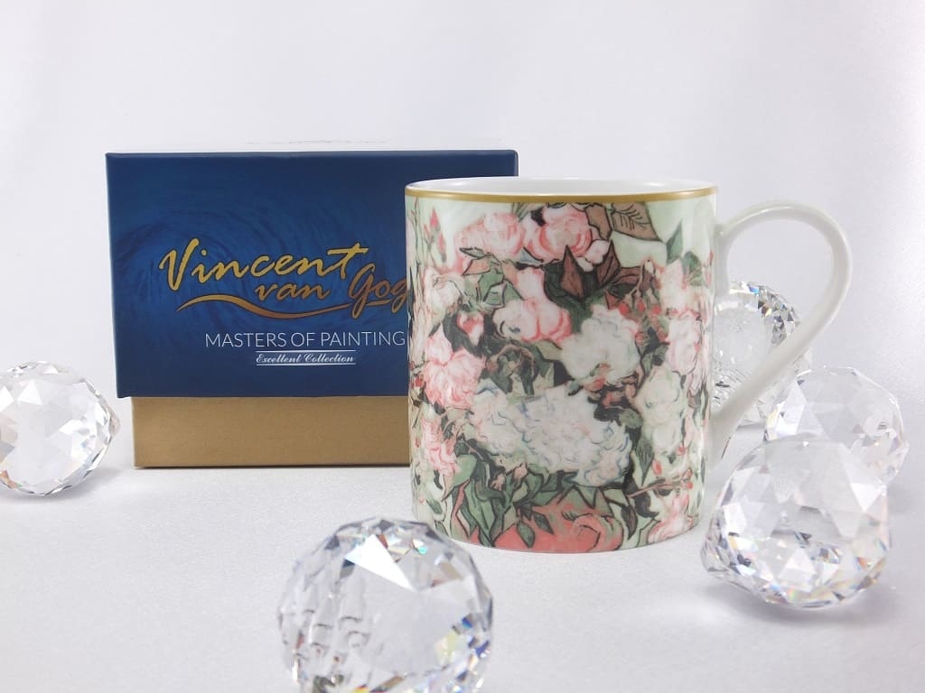 CARMANI - 1990 Vincent van Gogh - Vase mit Rosen- Kaffeetasse &  Geschenkbox