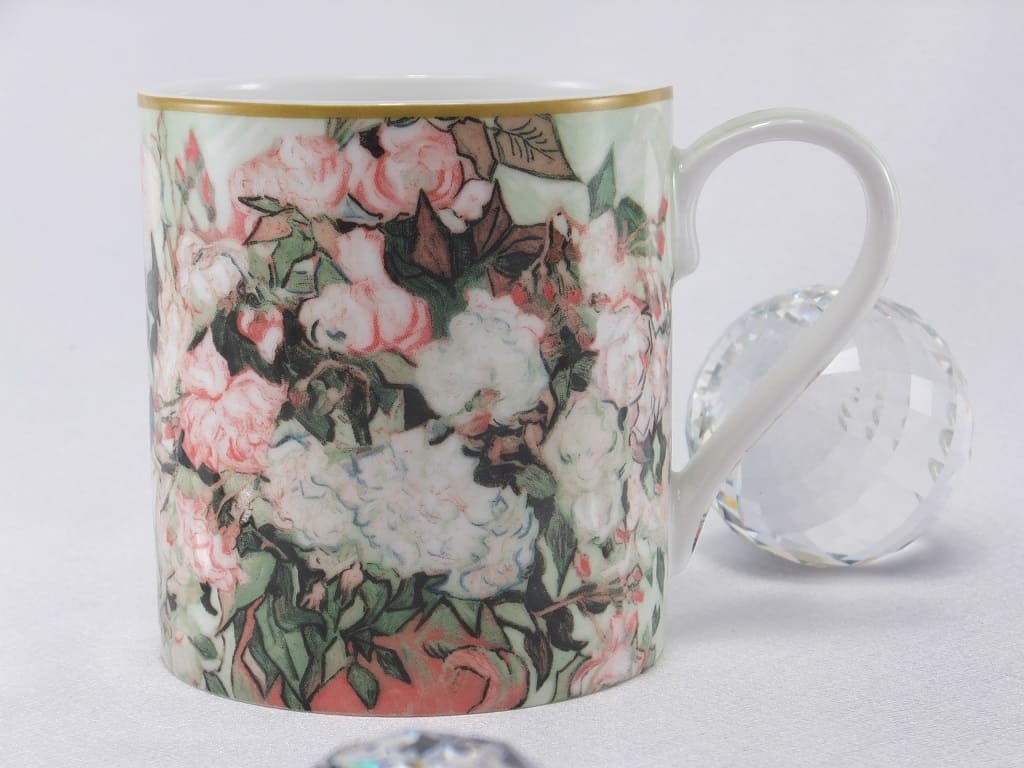 CARMANI - 1990 Vincent van Gogh - Vase mit Rosen- Kaffeetasse &  Geschenkbox