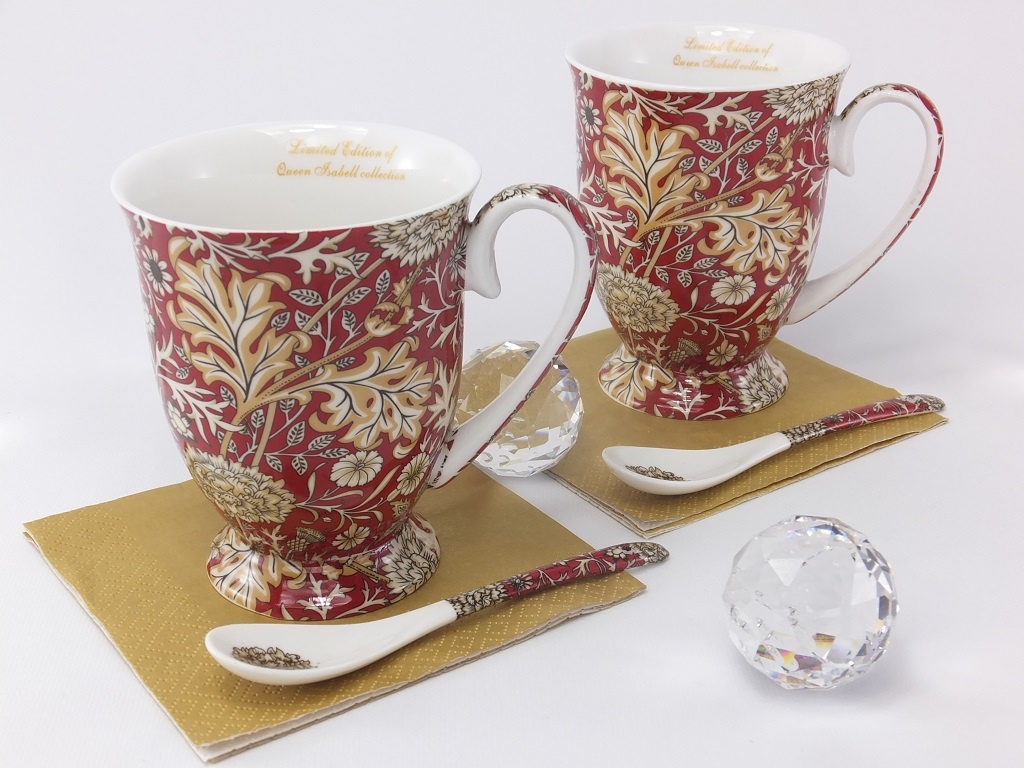 The Morris - stylish porcelain cups in gift box - red