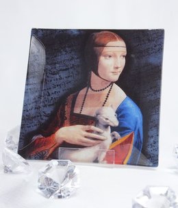 CARMANI - 1990 Leonardo da Vinci - glass plate - lady with the ermine