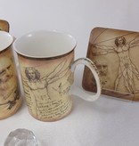 CARMANI - 1990 Leonardo da Vinci - 2 coffee cups in Fine Bone China with 2 motives