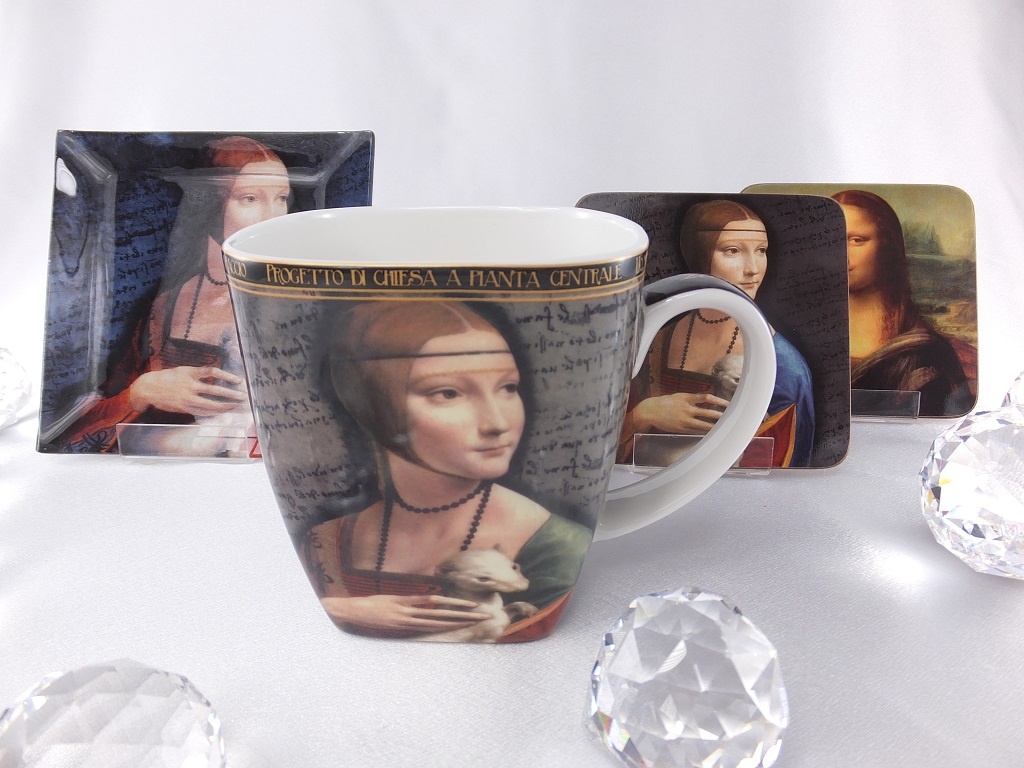 CARMANI - 1990 Leonardo da Vinci - Porcelain Cup in Fine Bone China - Lady with an Ermine