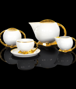 Cmielow - 1790 Glamor IX - coffee service 6/15 with gold rim / gold base