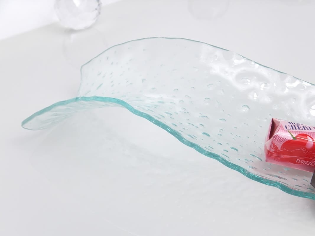 Tablett -S - formig - Bubbleglas  29 x 12 cm