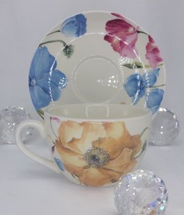 Coffee cup with saucer wild rose