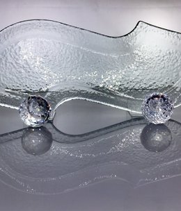 Tablett - S- formig - Bubbleglas 46 x 16 ,5 cm