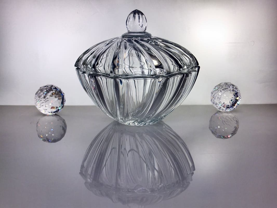 IRENA -  1924  Opulent glass bowl - pastry bowl with relief pattern