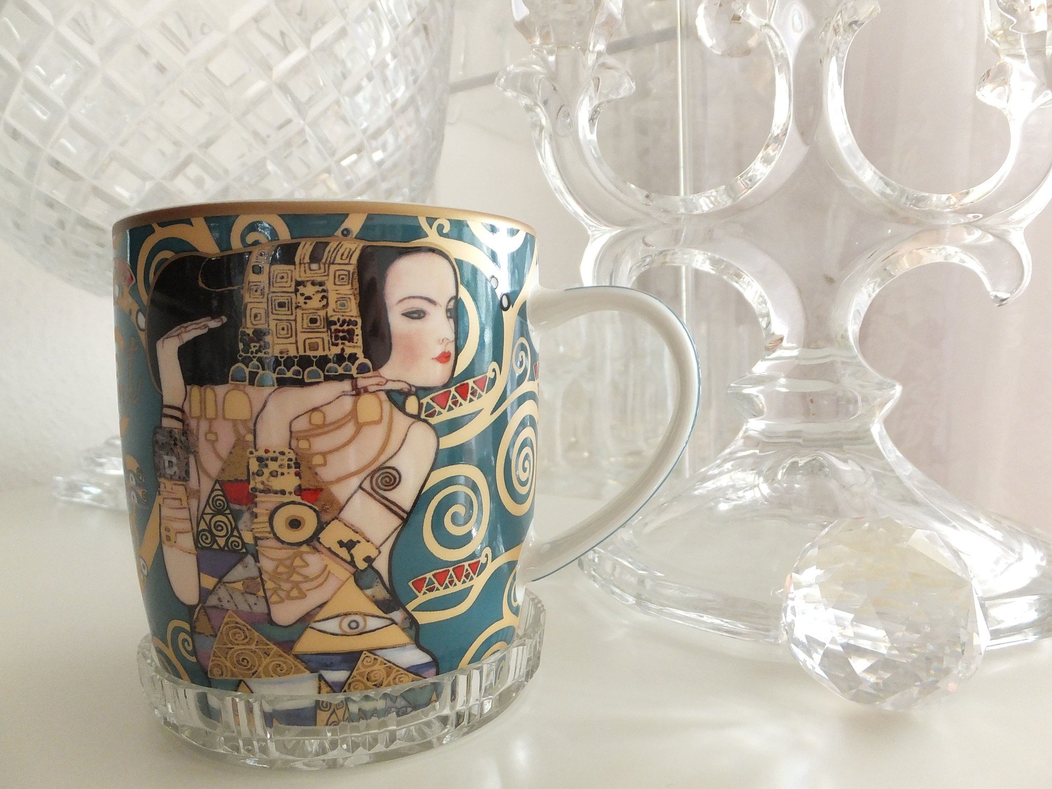 CARMANI - 1990 Gustav Klimt - Expectation - Porcelain coffee cup in a metal box