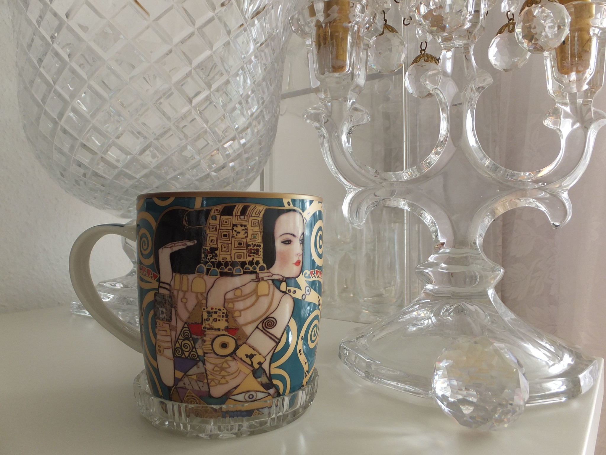 CARMANI - 1990 Gustav Klimt - Erwartung - Kaffeetasse aus Porzellan in Metallbox