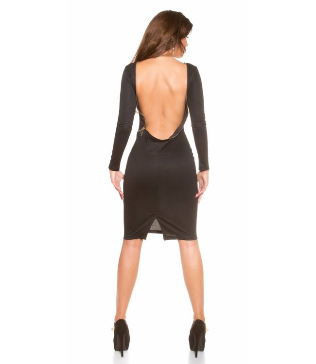 Zwarte jurk met open rug
