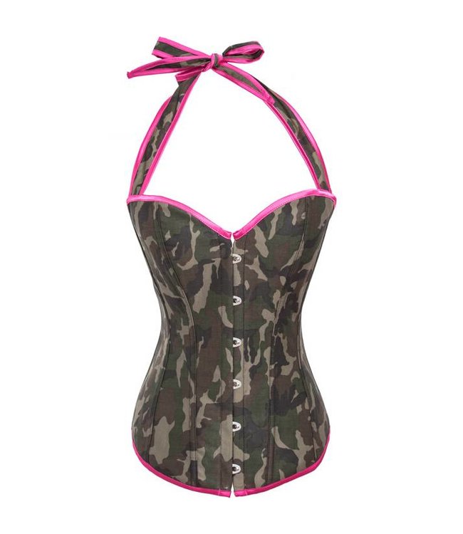 Halter corset met legerprint