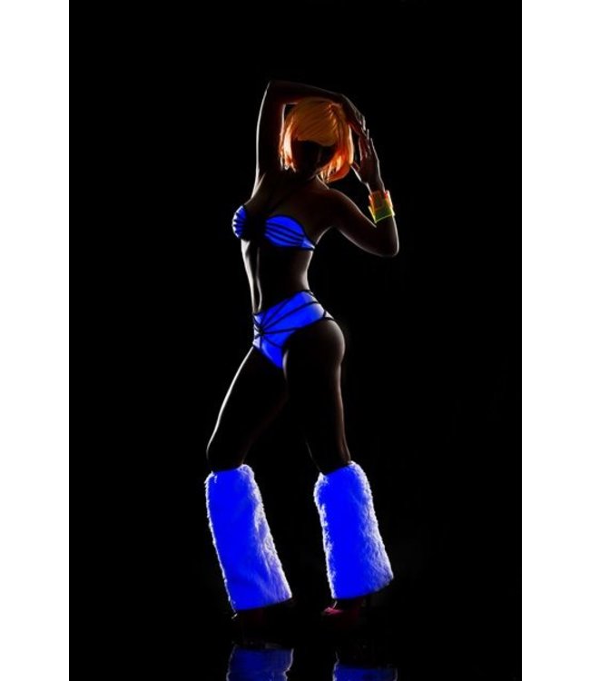 Halter bh top en hoge hipster in black-light kleuren (zwart-wit)